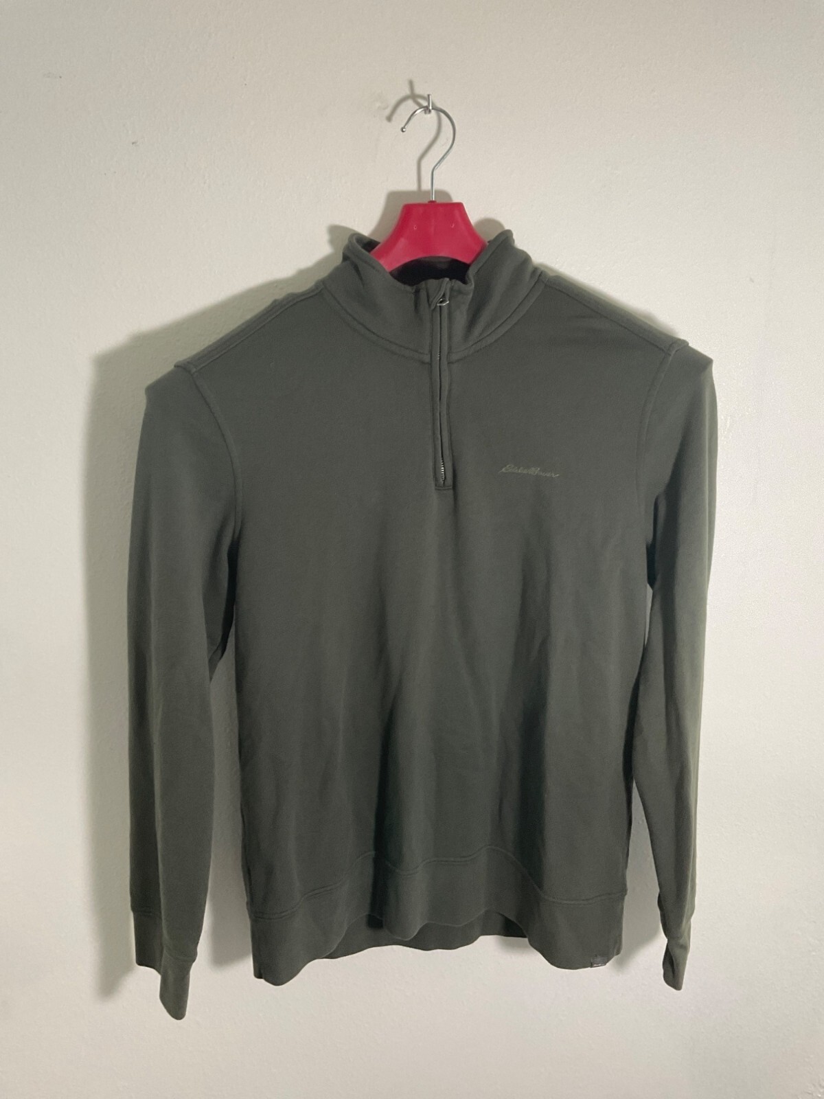 Eddie Bauer Tall XL Mens 1/4 Zip Pullover Sweatshirt Olive Green Cotton Blend Ca