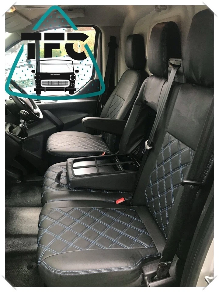 SEAT COVERS FOR FORD TRANSIT CUSTOM 2+1 FULL ECO LEATHER - Image 4 of 4