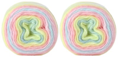 Gradient Cake Yarn Multicolor Fairyland Rainbow Yarn 2-Pack 60% Cotton 30% Ac...