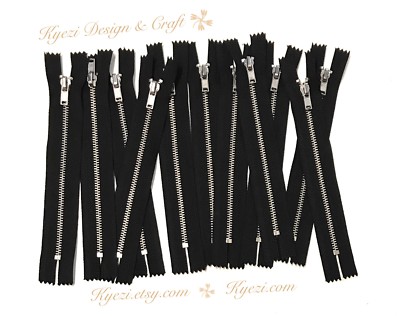 3 5 10 pcs Black Metal Teeth Zippers 4'' 5'' 6'' 7'' 8'' 9'' 10'' 12'' 14'' 16'' 18'' inch