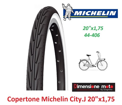 1 Copertone MICHELIN City.J 20x1,75 colore Bianco/Nero per Bici 20\