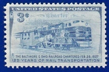 VTG 1952 TRAIN STAMP BALTIMORE & OHIO RAILROAD 1st COMMERCIAL CHARTER 3c POSTAGE