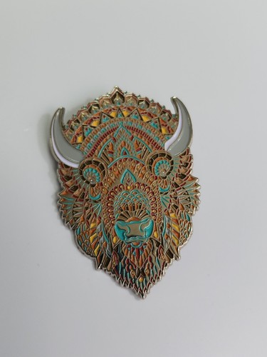Bison Lapel Pin By Bioworkz Greens & Browns Large Size 