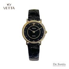 Orologio da polso Vetta Classico donna cinturino pelle  nero cassa placcata oro