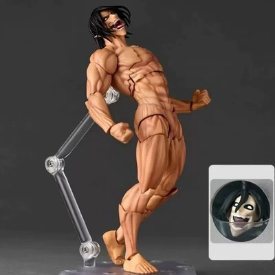 New Revoltech Amazing Yamaguchi Eren Jaeger Attack on Titan Action Figure Anime