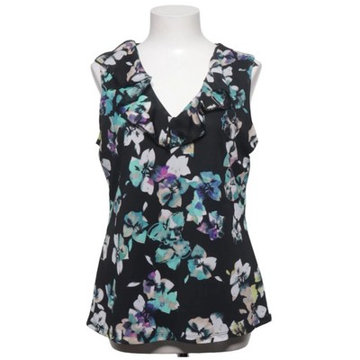 Coldwater Creek, Top, Größe: M, Schwarz/Mehrfarbig, Polyester, Blumen #CiK
