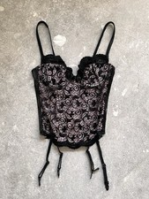 Vintage 90  s Victorias Secret Deadstock Gold Label Pink Black Corset Top 34b