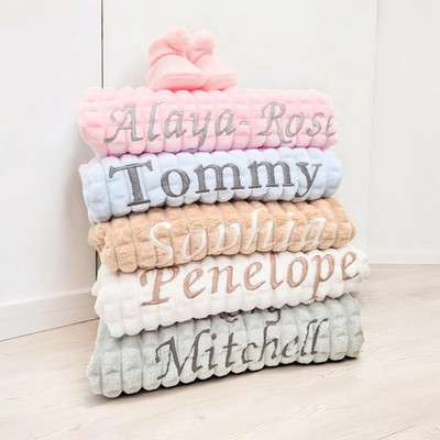 Bestickte personalisierte Waffel Babydecke