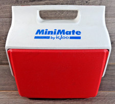Igloo MiniMate Cooler Lunch Box White Red Blue Push Button Flip Top USA Made