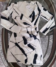 ZARA WOMEN'S DRESS SIZE XS 3152 306 064 Short Long Sleve Cream Black Widge