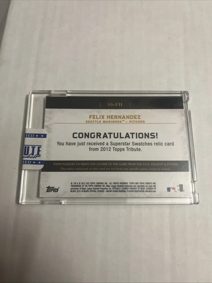 2012 Topps Tribute Superstar Swatches Relic Felix Hernandez 06/15 - Image 2 of 2