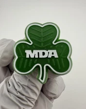 MDA Shamrock St Patrick's Day Plastic Green Lapel Pin. VTG?