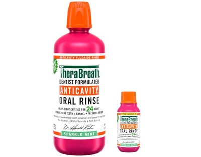 Anticavity Fluoride Mouthwash, Sparkle Mint, 33 Fl Oz + Travel Size 3 oz,