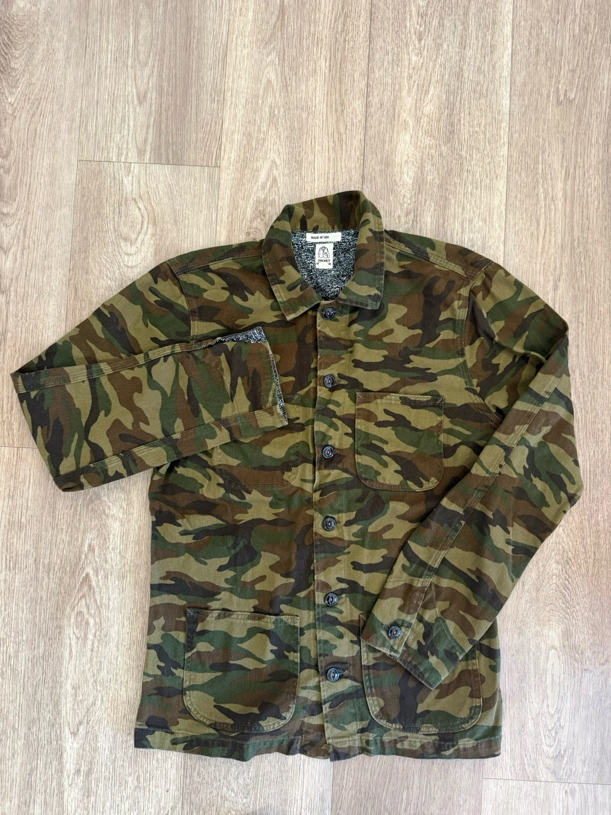 Hiroshi Kato The Vice Camouflage Chore Jacket Green Black Shacket Men M - product detail image 1