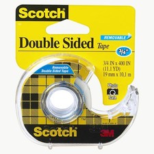 Scotch Removable Double-Sided Tape Linerless : 3/4 in. x 400 in. Transparent 