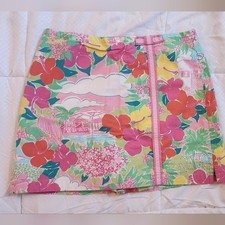 Vintage Lilly Pulitzer Floral Tropical Reversible Wrap Mini Skirt Girls 14