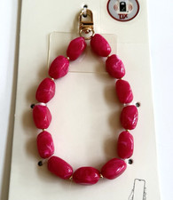 Macrae  Co Phone Charm Bead Wristlet Bracelet Pink  Gold Plated NEW