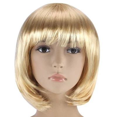 ACCESSOTECH Womens Ladies Short Bob Cut Fancy Dress Cosplay Wigs Pop Party Costume Full