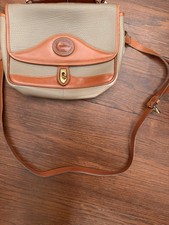 Dooney  Bourke All Weather Leather Shoulder Bag Tan with Brass Hardware Vintage