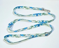 Tiffany blue floral dog leash - 0.75 inch quality polyester, fadeproof, USA made