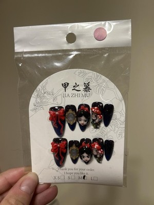 Hand-Painted 3D Art False Nail Set with Snow White and Bows