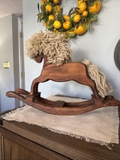 Signed And Numbered Handmade Wooden To King Horse With Yarn Mane