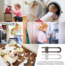 10 Pieces Cabinet Locks for Babies, U-Shaped Proofing Drawers Safety Child Lo...