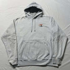 Champion Sportswear Hoodie Men’s Large Gray Sweatshirt Pullover Spell Out Logo