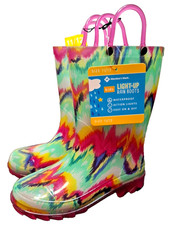 Member's Mark Girl's Waterproof Light Up Easy Pull-On Rain Boots Size 11/12