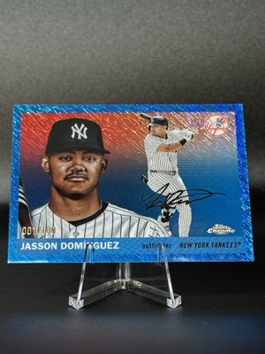 2025 Topps Chrome Platinum Jasson Dominguez  Blue Lava Refractor /100 #104  