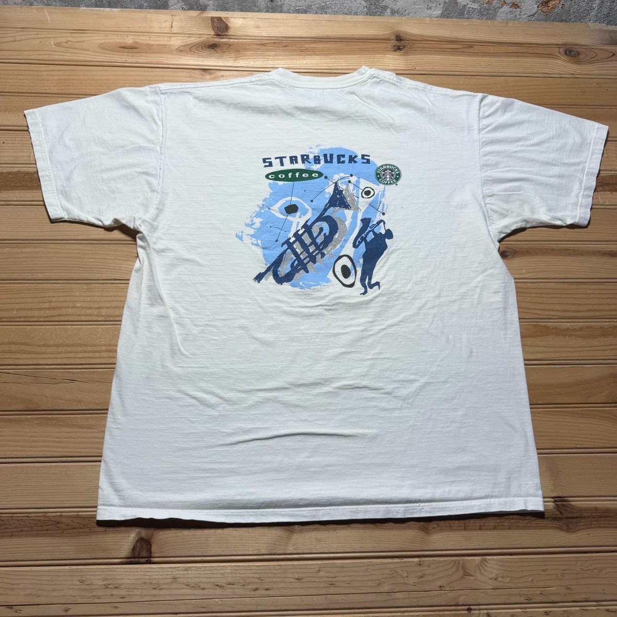 トップス Vintage Starbucks promo shirt Vintage 90s Starbucks Coffee Music Jazz Saxophone Graphic Promo T