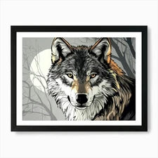 Fantasy Illustration of a Wild Anim Framed Wall Art Poster Canvas Print Picture