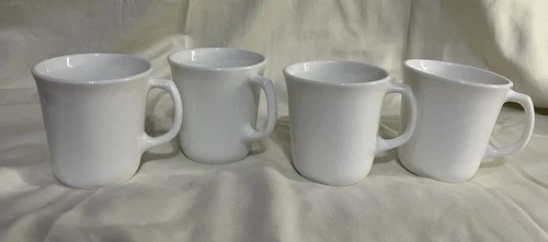 4 Corning USA Vintage Winter Frost White Mugs D Handle, 4 Inches Tall