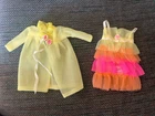 Original 60s BARBIE #1841 NIGHT CLOUDS YELLOW ROBE & PEIGNOIR NIGHTGOWN Set  (2)