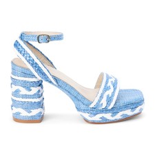 Matisse Lyla Ankle Strap Block Heels Platform Womens Blue Casual Sandals LYLA-4