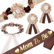 5 Pcs Baby Shower Sash Mom to Be Sash Maternity Kit Daddy to Be Pins Corsage Flo