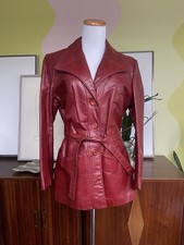 Vintage 1970s Maroon Leather Jacket W/ Tie Waist Size M