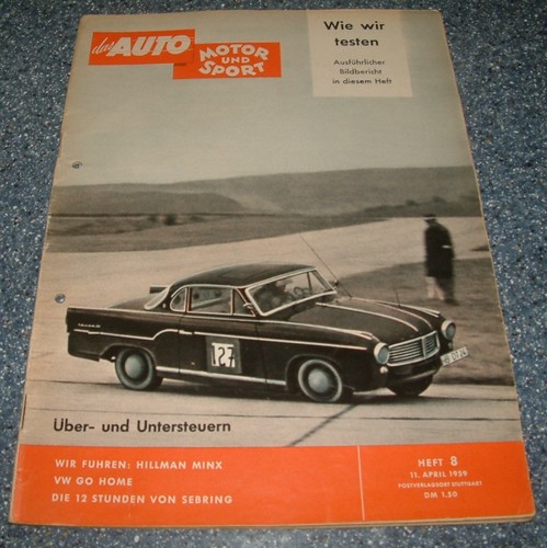 AMS 8/1959 Hillman Minx, 12 Std Sebring, Hermann Lang, Querlenker, usw...