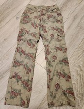 Arizona Jean Co Khaki Floral Cargo Pants/Capris Girls Size 10 Adj Waist