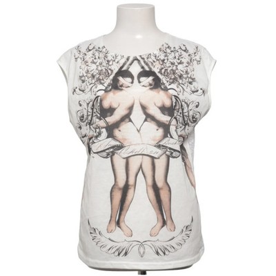 Amisu, Top, Größe: XL, Weiß/Mehrfarbig, Print, Damen #jtp
