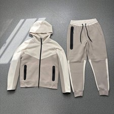 Men  s Fleece Tracksuit Set  Light Beige  Cream Two-Tone Hoodie Joggers Casual