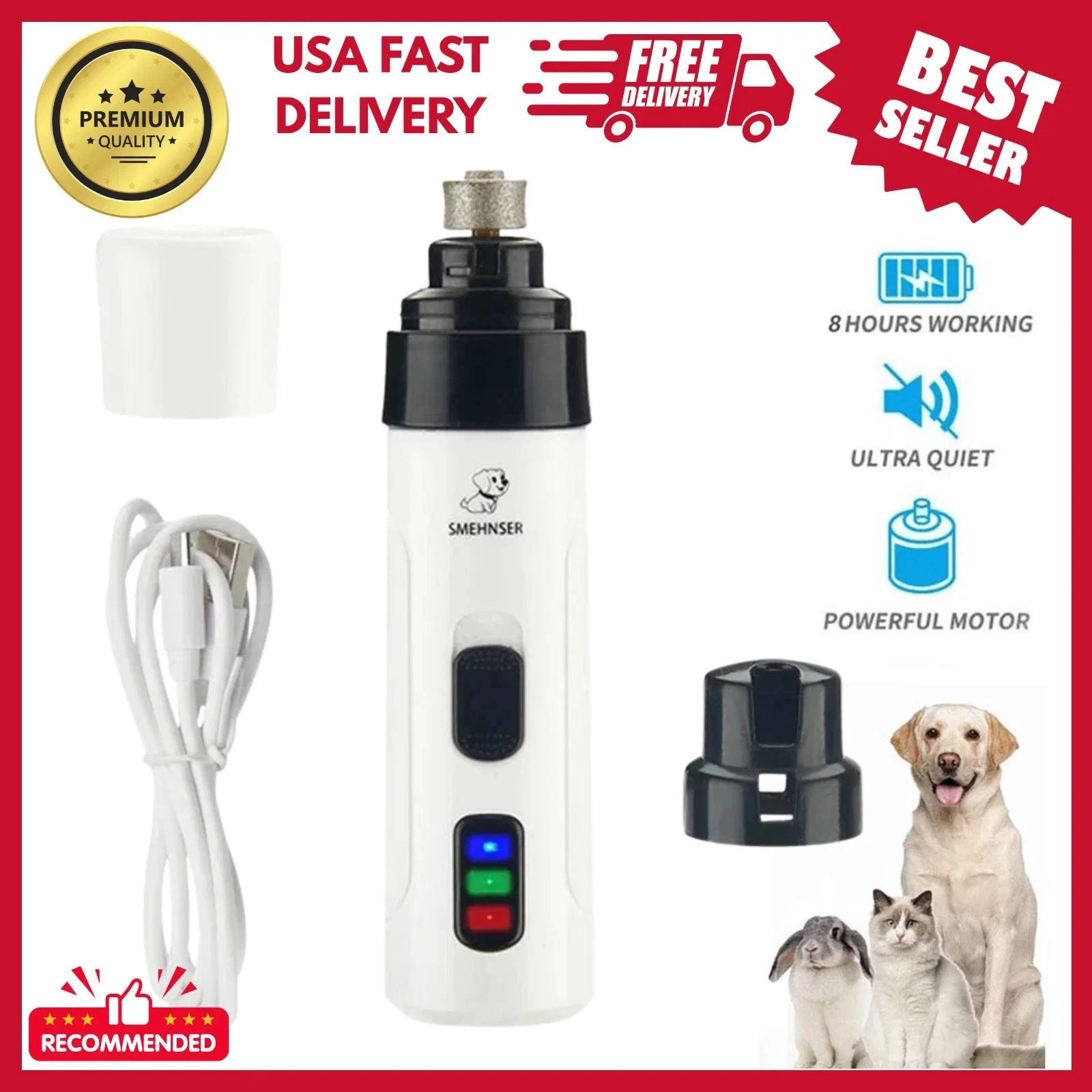 Upgraded Silent Groom Pro Nail Grinder Heusom Silent Grind Pro for Dogs Nail