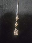 Vintage Swarovski Crystal Teardrop Pendant Necklace Silver Tone 16 To 18" Adj. — photo 2