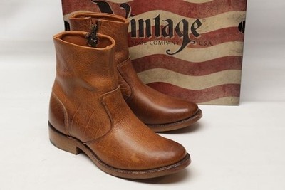 Vintage Shoe Company Jonathin Side Zip Boots Mens 9 M Peanut Bison
