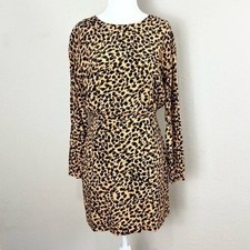 & Other Stories Dress Stockholm Atelier Size 4 Brown Leopard Long Sleeve