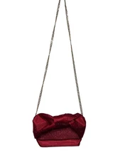 Olga Berg Alinta Hotfix Women's Handbag Cross Body Bow Handle Red Sequin