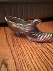 Fenton Cat Head Shoe Glass Figurine Purple Vintage Slipper Iridescent