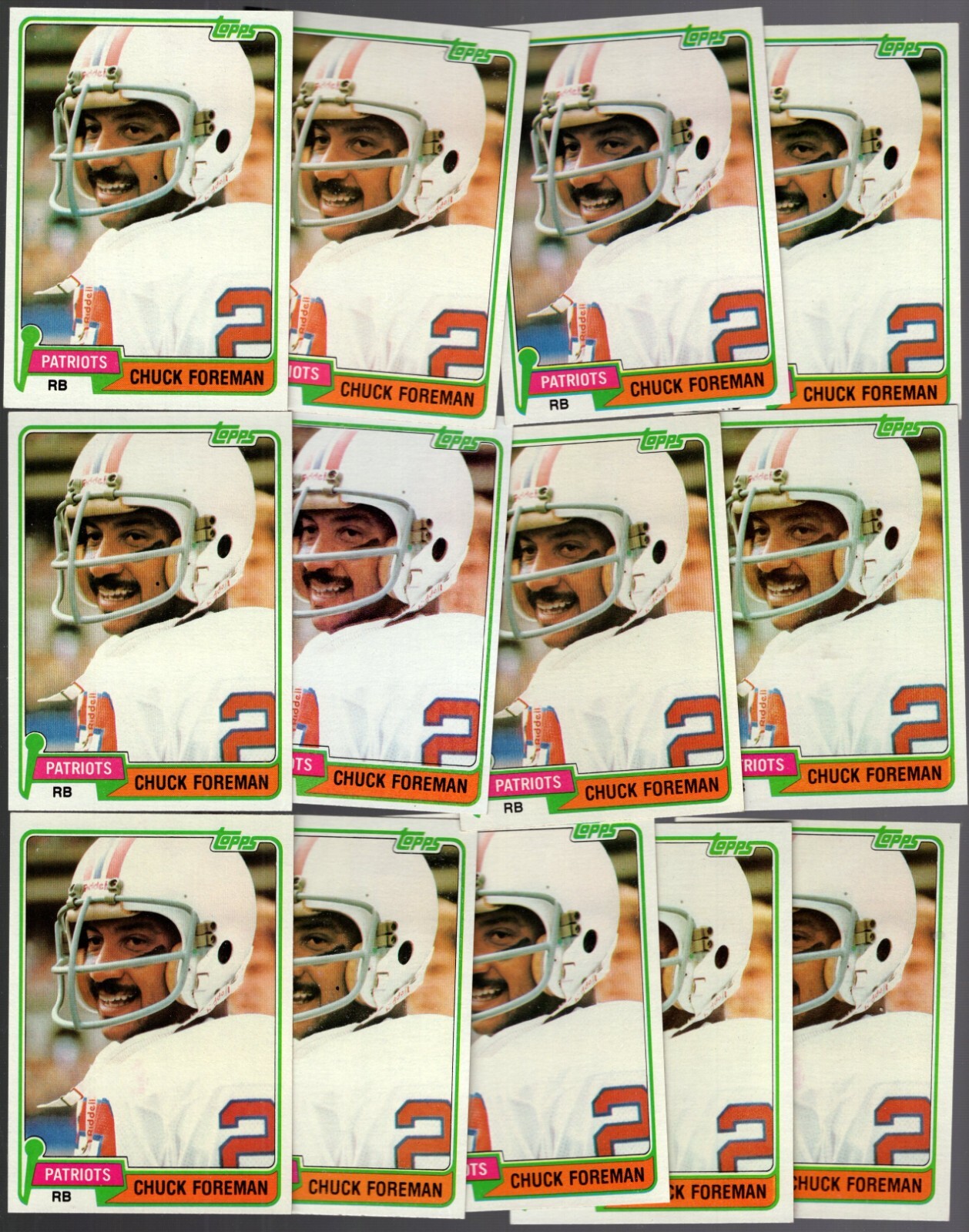 1981 Topps LOT of (13) #119 CHUCK FOREMAN NM+ New England PATRIOTS / U MIAMI
