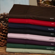 1000 THREAD COUNT EGYPTIAN COTTON FLAT SHEET 2 PILLOW CASE STRIPE US SIZES