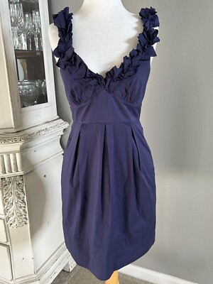 BCBG MaxAzria Kerry Navy Blue Dress Cotton Blend Y2K Size 0 Preowned | eBay